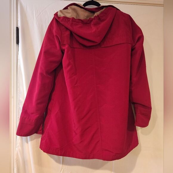 KC Collections red and tan hooded button up lined jacket - Picture 6 of 6